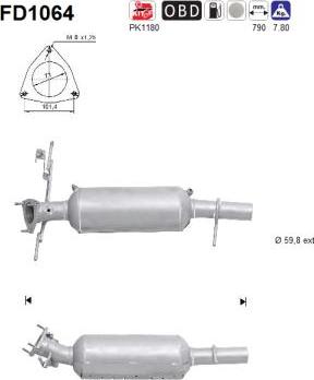 AS FD1064 - Filtro antiparticolato / particellare, Impianto gas scarico autozon.pro