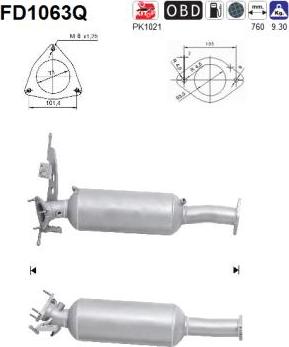 AS FD1063Q - Filtro antiparticolato / particellare, Impianto gas scarico autozon.pro