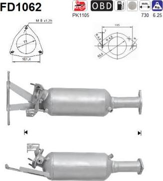 AS FD1062 - Filtro antiparticolato / particellare, Impianto gas scarico autozon.pro