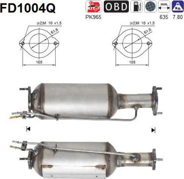 AS FD1004Q - Filtro antiparticolato / particellare, Impianto gas scarico autozon.pro