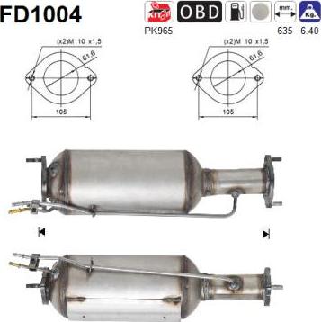 AS FD1004 - Filtro antiparticolato / particellare, Impianto gas scarico autozon.pro