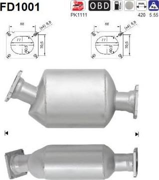 AS FD1001 - Filtro antiparticolato / particellare, Impianto gas scarico autozon.pro