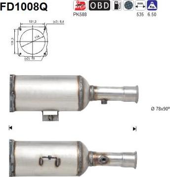 AS FD1008Q - Filtro antiparticolato / particellare, Impianto gas scarico autozon.pro