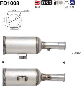 AS FD1008 - Filtro antiparticolato / particellare, Impianto gas scarico autozon.pro