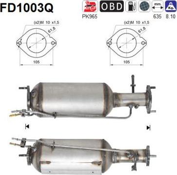 AS FD1003Q - Filtro antiparticolato / particellare, Impianto gas scarico autozon.pro