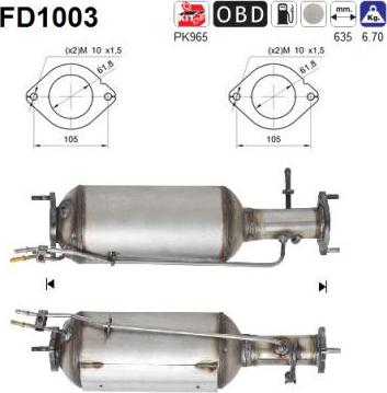 AS FD1003 - Filtro antiparticolato / particellare, Impianto gas scarico autozon.pro