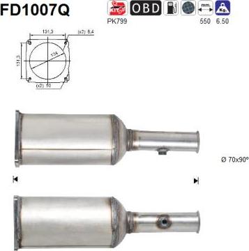 AS FD1007Q - Filtro antiparticolato / particellare, Impianto gas scarico autozon.pro