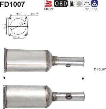 AS FD1007 - Filtro antiparticolato / particellare, Impianto gas scarico autozon.pro