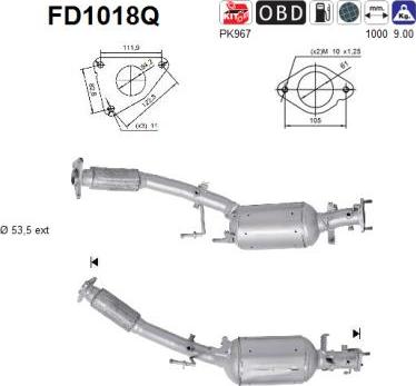 AS FD1018Q - Filtro antiparticolato / particellare, Impianto gas scarico autozon.pro