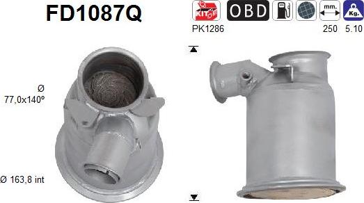 AS FD1087Q - Filtro antiparticolato / particellare, Impianto gas scarico autozon.pro