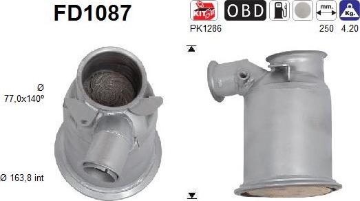 AS FD1087 - Filtro antiparticolato / particellare, Impianto gas scarico autozon.pro