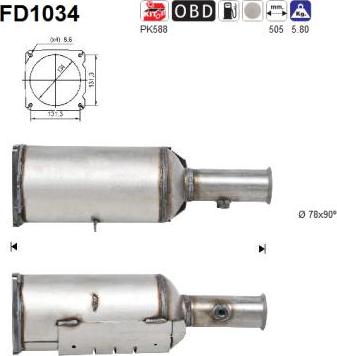 AS FD1034 - Filtro antiparticolato / particellare, Impianto gas scarico autozon.pro