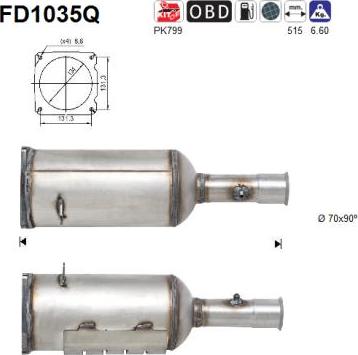 AS FD1035Q - Filtro antiparticolato / particellare, Impianto gas scarico autozon.pro