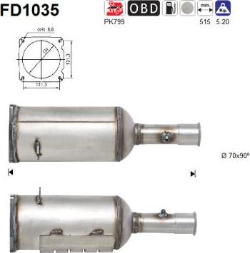 AS FD1035 - Filtro antiparticolato / particellare, Impianto gas scarico autozon.pro