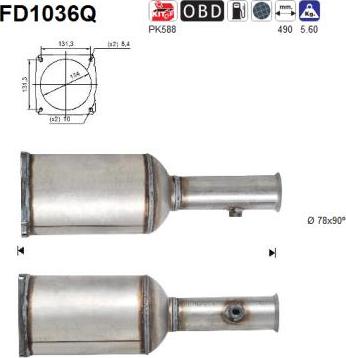 AS FD1036Q - Filtro antiparticolato / particellare, Impianto gas scarico autozon.pro