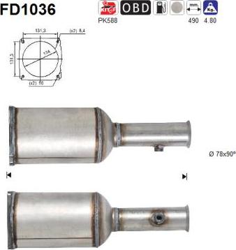 AS FD1036 - Filtro antiparticolato / particellare, Impianto gas scarico autozon.pro