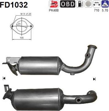 AS FD1032 - Filtro antiparticolato / particellare, Impianto gas scarico autozon.pro