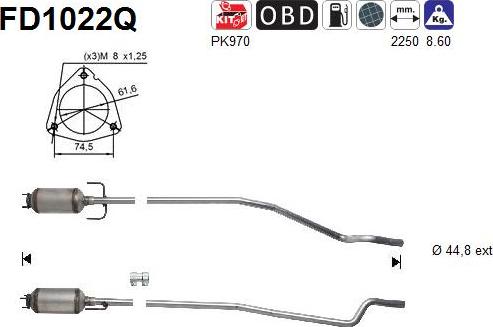 AS FD1022Q - Filtro antiparticolato / particellare, Impianto gas scarico autozon.pro