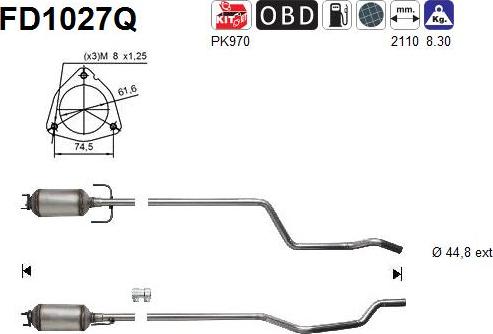 AS FD1027Q - Filtro antiparticolato / particellare, Impianto gas scarico autozon.pro