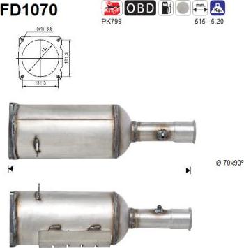 AS FD1070 - Filtro antiparticolato / particellare, Impianto gas scarico autozon.pro