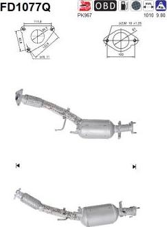 AS FD1077Q - Filtro antiparticolato / particellare, Impianto gas scarico autozon.pro