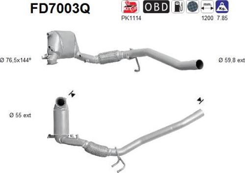 AS FD7003Q - Filtro antiparticolato / particellare, Impianto gas scarico autozon.pro