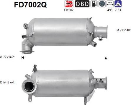 AS FD7002Q - Filtro antiparticolato / particellare, Impianto gas scarico autozon.pro