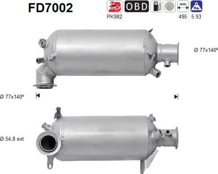 AS FD7002 - Filtro antiparticolato / particellare, Impianto gas scarico autozon.pro