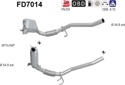 AS FD7014 - Filtro antiparticolato / particellare, Impianto gas scarico autozon.pro