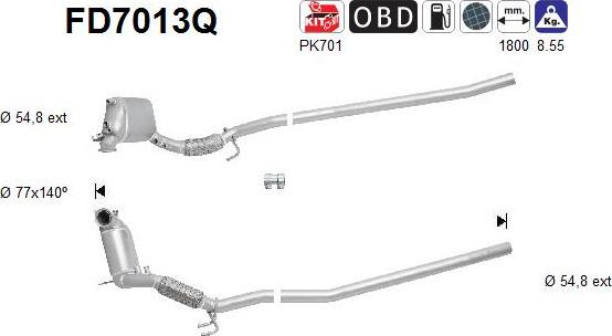 AS FD7013Q - Filtro antiparticolato / particellare, Impianto gas scarico autozon.pro