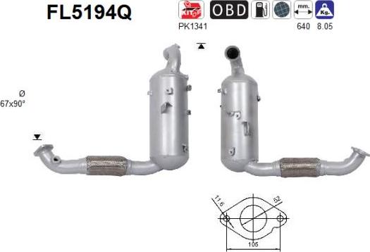 AS FL5194Q - Filtro antiparticolato / particellare, Impianto gas scarico autozon.pro