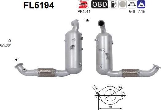 AS FL5194 - Filtro antiparticolato / particellare, Impianto gas scarico autozon.pro