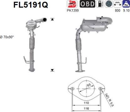 AS FL5191Q - Filtro antiparticolato / particellare, Impianto gas scarico autozon.pro