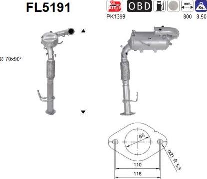 AS FL5191 - Filtro antiparticolato / particellare, Impianto gas scarico autozon.pro