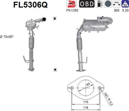 AS FL5306Q - Filtro antiparticolato / particellare, Impianto gas scarico autozon.pro