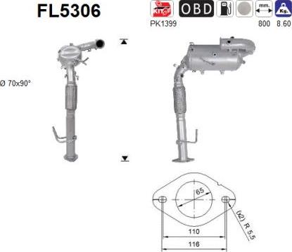 AS FL5306 - Filtro antiparticolato / particellare, Impianto gas scarico autozon.pro