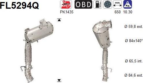 AS FL5294Q - Filtro antiparticolato / particellare, Impianto gas scarico autozon.pro