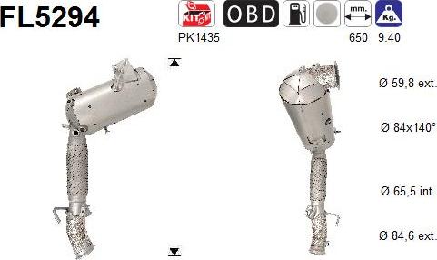 AS FL5294 - Filtro antiparticolato / particellare, Impianto gas scarico autozon.pro