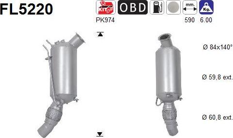 AS FL5220 - Filtro antiparticolato / particellare, Impianto gas scarico autozon.pro