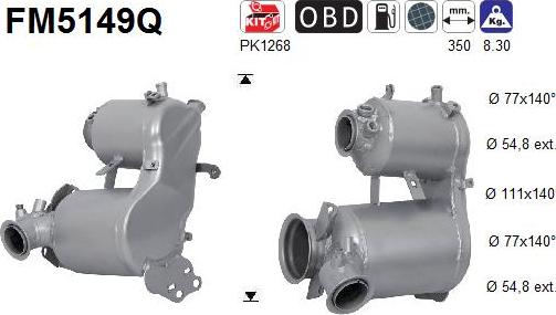 AS FM5149Q - Filtro antiparticolato / particellare, Impianto gas scarico autozon.pro