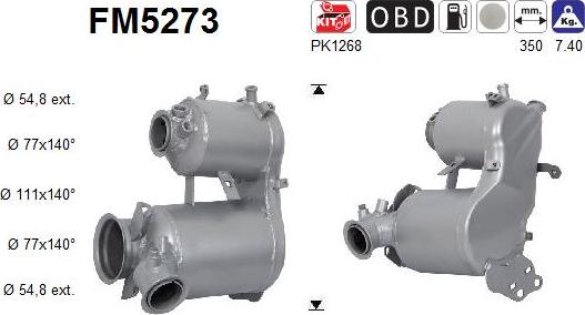 AS FM5273 - Filtro antiparticolato / particellare, Impianto gas scarico autozon.pro