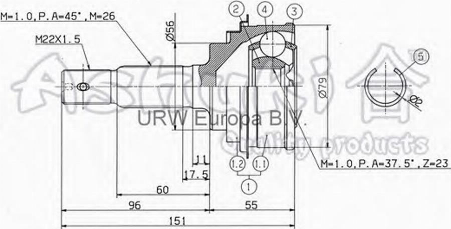 Ashuki 08463002 - Kit giunti, Semiasse autozon.pro