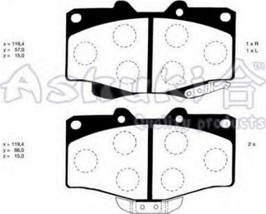 Ashuki 1080-4502 - Kit pastiglie freno, Freno a disco autozon.pro