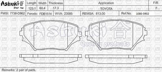 Ashuki 1080-5902 - Kit pastiglie freno, Freno a disco autozon.pro