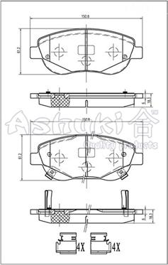 Ashuki 1080-5312 - Kit pastiglie freno, Freno a disco autozon.pro