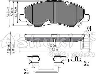 Ashuki 1080-6405 - Kit pastiglie freno, Freno a disco autozon.pro