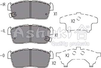 Ashuki 1080-1208 - Kit pastiglie freno, Freno a disco autozon.pro