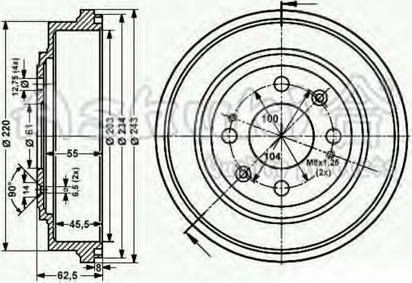 Ashuki 1020-9004 - Tamburo freno autozon.pro