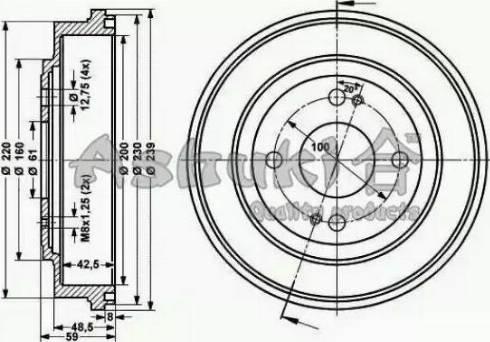 Ashuki 1020-7004 - Tamburo freno autozon.pro