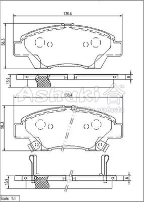 Ashuki H025-62 - Kit pastiglie freno, Freno a disco autozon.pro